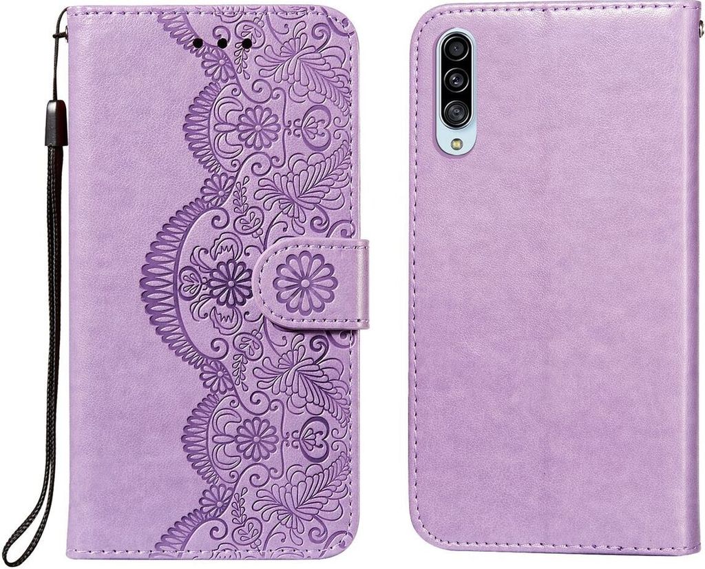 König Design Hülle kompatibel mit Samsung Galaxy A90 5G Kunstleder Handyhülle - Handy Case Violett