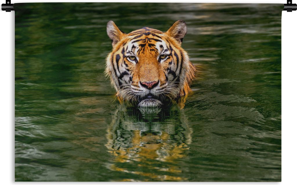 MuchoWow Wandteppich Wandbehang Tiger - Wasser - Spiegelung 60x40 cm Tapisserie Dekoration Wandtuch - Wanddekorationen