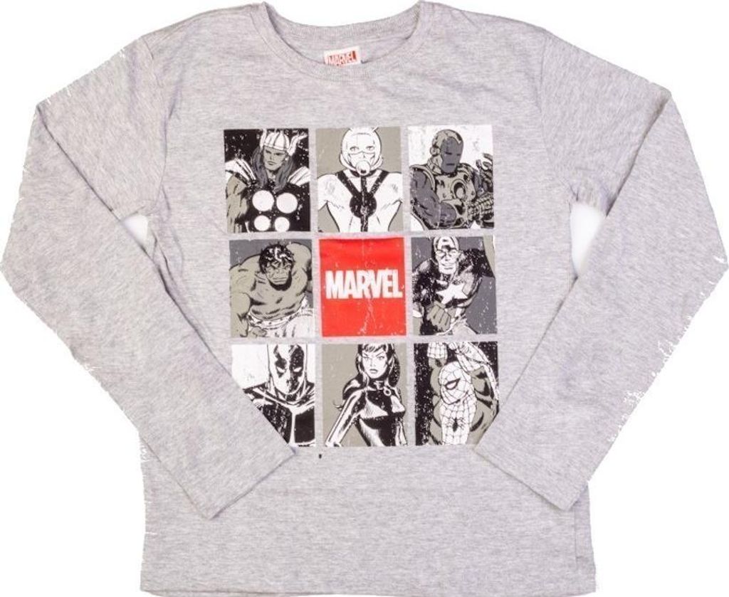 Marvel Langarm-T-Shirt für Jungen | Iron Man & Comic-Helden | grau,140