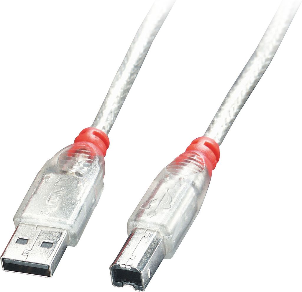 LINDY USB 2.0 Kabel Typ A/B transparent M/M 0.5m