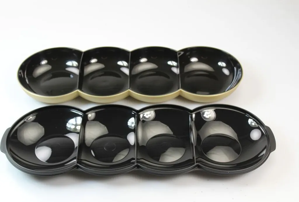 Plat de Service Quartet Tupperware Allegra avec Couvercle Noir et Or