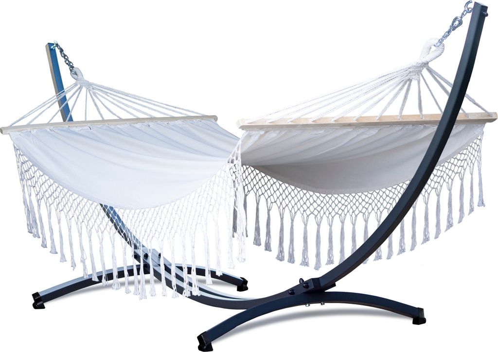 Potenza Outdoor Hängematte mit Gestell für 2 Personen I Stabhängematte XXL 220x160, 200kg I Hängemattengestell 220kg Wetterfest