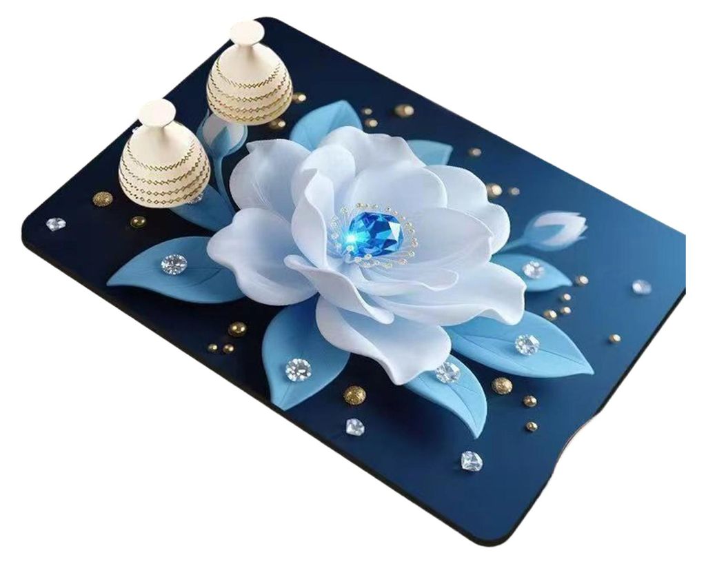 3D-Blumen-Geschirrset, saugfähige Kieselgur-Abtropfmatte, Untersetzer, florales Platzset, Isoliermatte für Küchentheke, Esstisch |