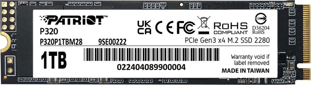 Patriot P320 1 TB, SSD, (PCIe 3.0 x4, NVMe 1.3, M.2 2280)