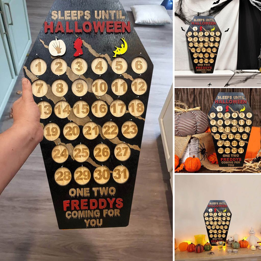 Halloween Countdown -Kalender 31 Tage Solid Holz wiederverwendbare Heimdekoration Happy Halloween Adventskalender Partyzubehör