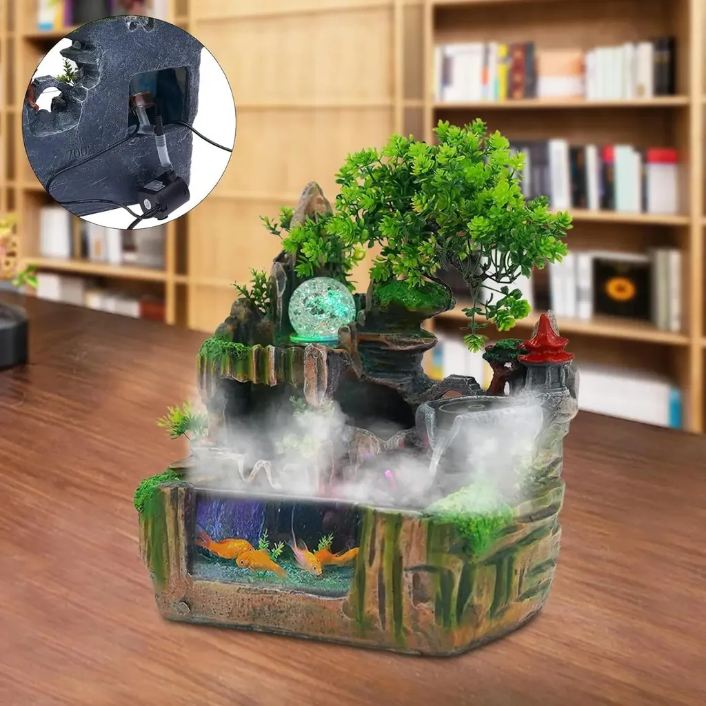 Fontaine de table décorative avec boule de verre et éclairage LED doux - 4