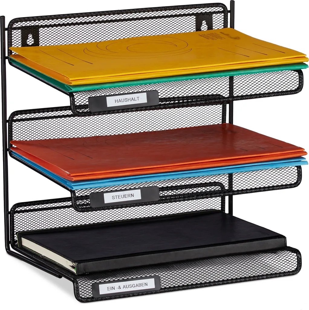 Corbeille à courrier 3 étages design mesh pour rangement bureau efficace