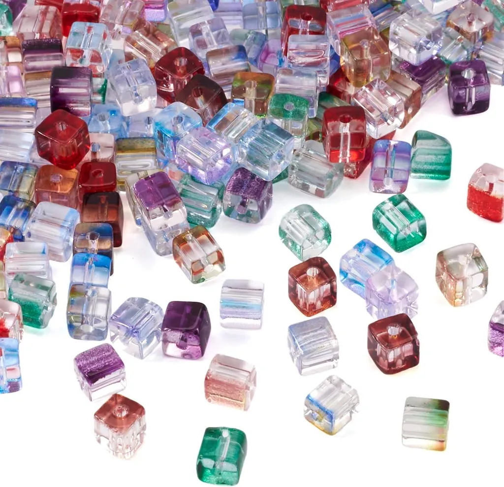 Perles de verre cubiques 6 mm pour fabrication de bracelets et bijoux