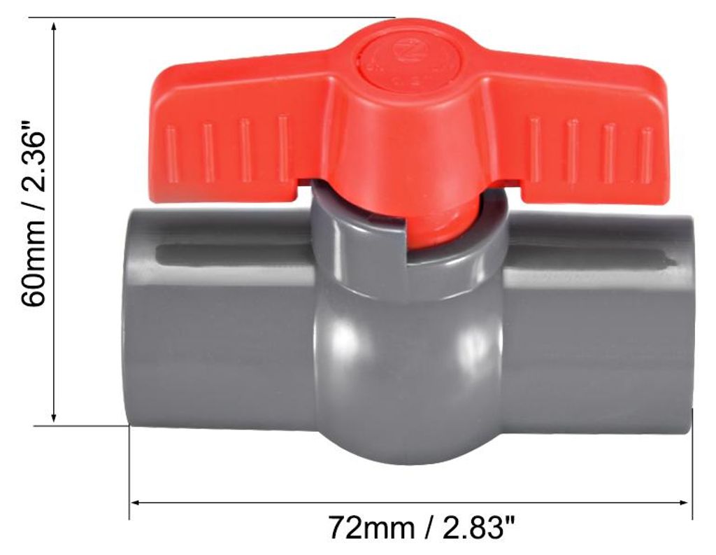 2Pcs PVC Kugelhahn Wasserrohr Gewindeende 1/2" Innendurchmesser Rot Grau