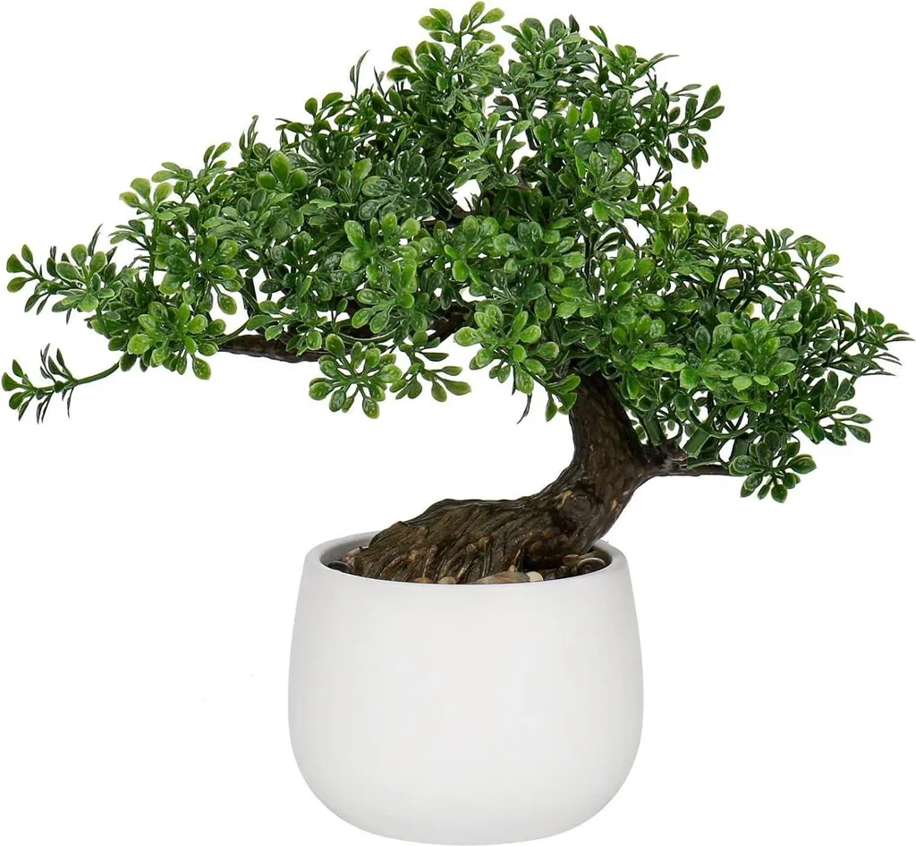 Bonsaï Artificiel Podocarpus : Fini les Plantes Mortes ! Pot Céramique