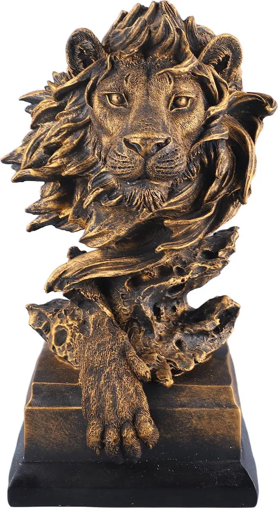 Statue Lion en Résine Design : Figurine Déco Vintage Raffinée pour Salon