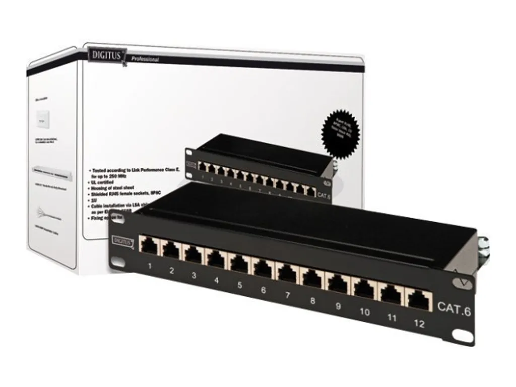 Pannello Patch Digitus CAT 6 Schermato Classe E Nero | 19 Pollici 24 Porte