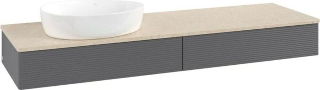 V&B Waschtischunterschrank mit Frontstruktur Antao 160x50cm, WBP botti., Anthrac. m Lac