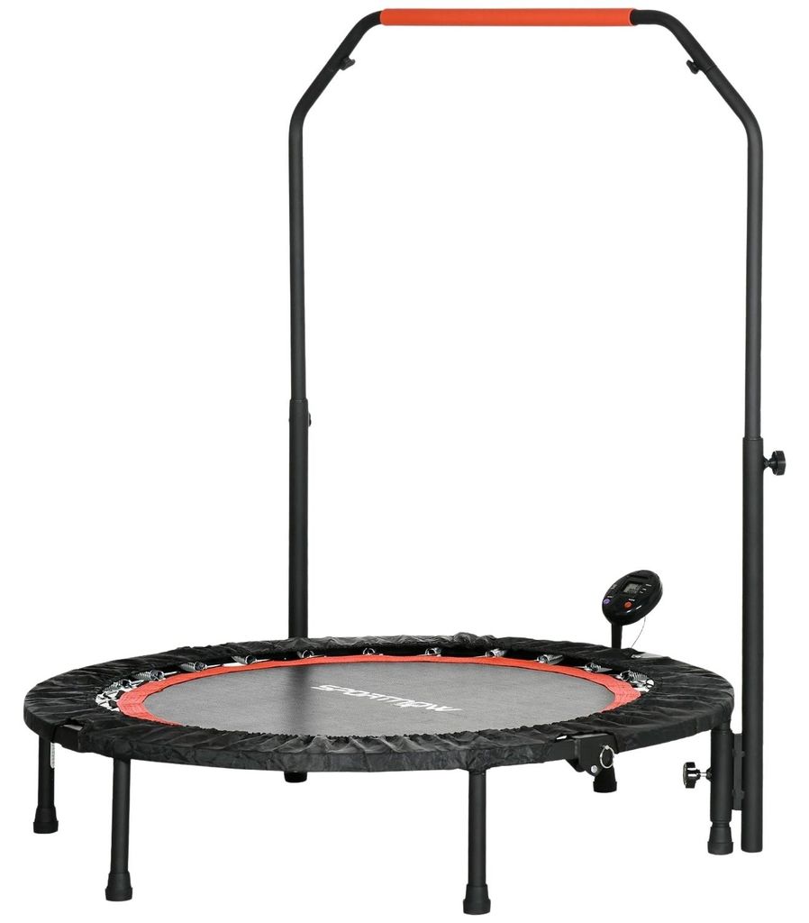 Mini-Trampolin Lcd-Monitor 102 Cm Fitness-Trampolin Mit 4-Fach Höhenverstellbarer Haltegriff Bis 100 Kg