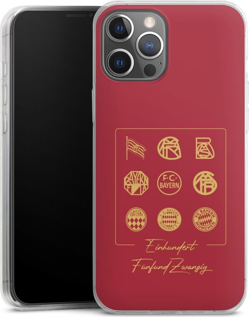 DeinDesign Slim Hülle für Apple iPhone 12 Pro Max Silikon Case Ultra Dünn Handyhülle FC Bayern München Fanartikel FCB 125 Jahre