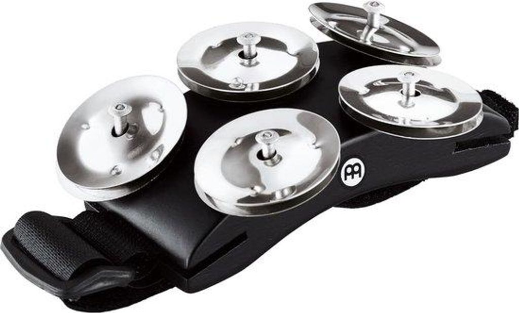 Schlagzeug Cajon Fußtambourine Edelstahl Klemmen schwarzes MDF