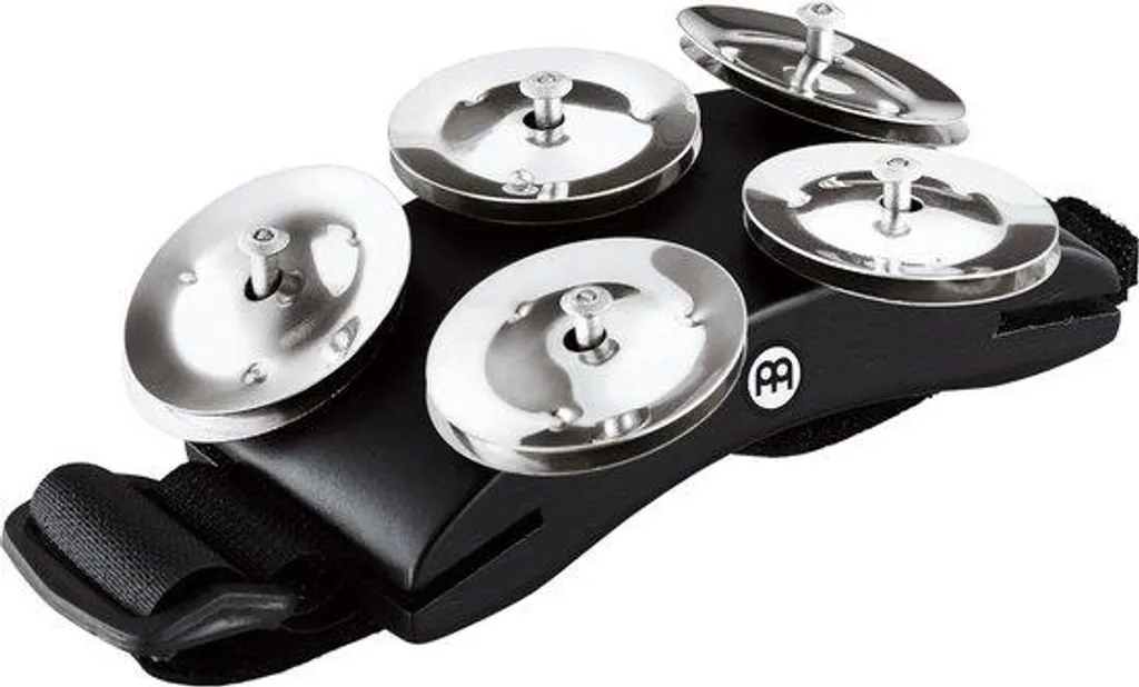 Tambourin à Pied pour Batterie et Cajon en MDF Noir avec Pinces Inox