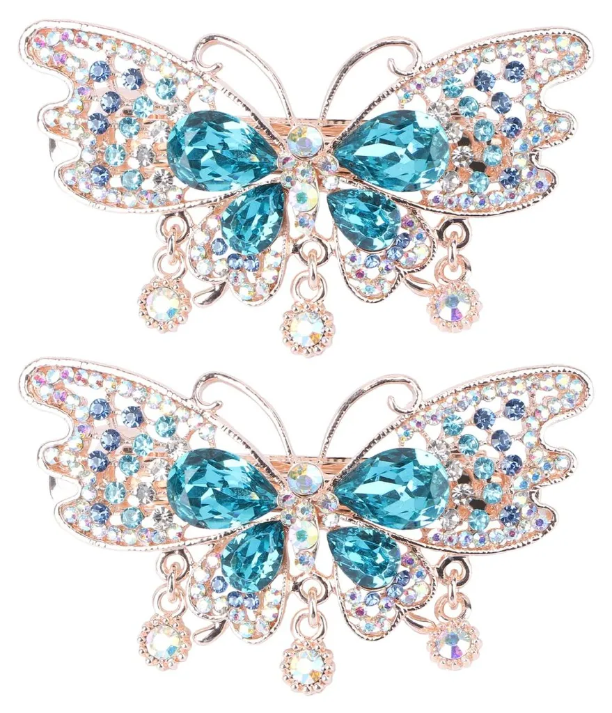 Barrettes Papillon Anti-Glisse à Strass - Finition Coiffure Parfaite