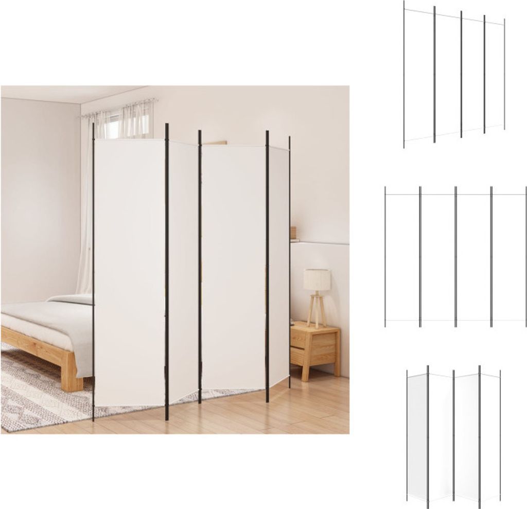 vidaXL Paravent 4 pcs. blanc 200x200 cm Tissu - Séparation Image du produit 