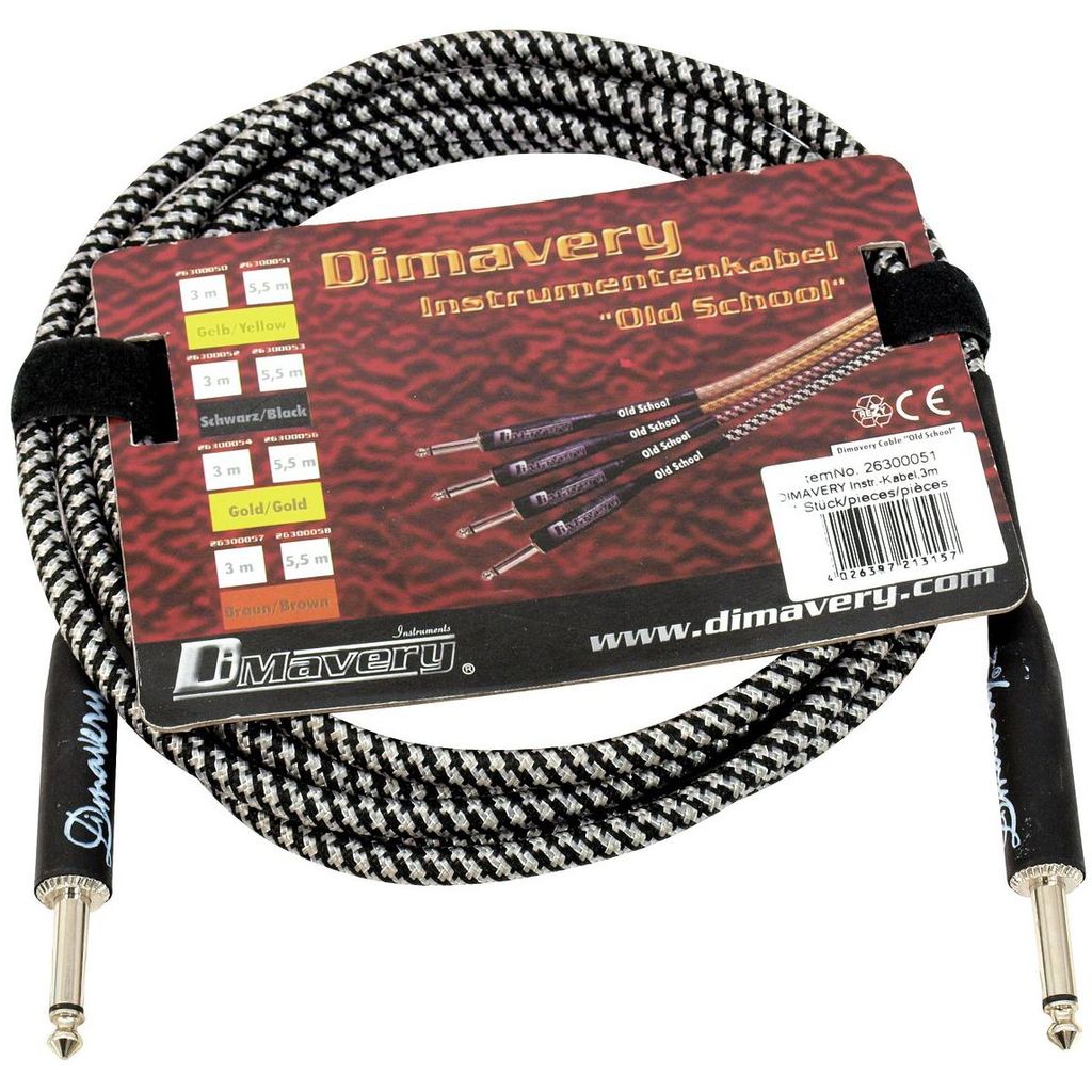 DIMAVERY Instrumenten-Kabel, 3m, sw/sil
