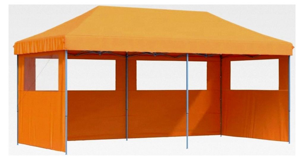 Faltbares Party- und Gartenzelt mit 3 Seitenteilen, Pavillon für Hochzeit, Festival und Party, Orange