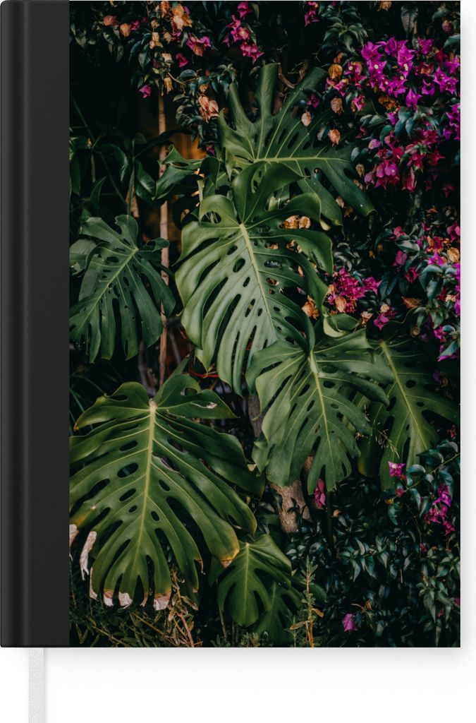 MuchoWow Notizbuch Tagebuch Haushaltsbuch Notebook A5 Monstera (Lochpflanze) Hintergrund - Notizblock - Notizheft - Notebook - Schreibblock - Papier
