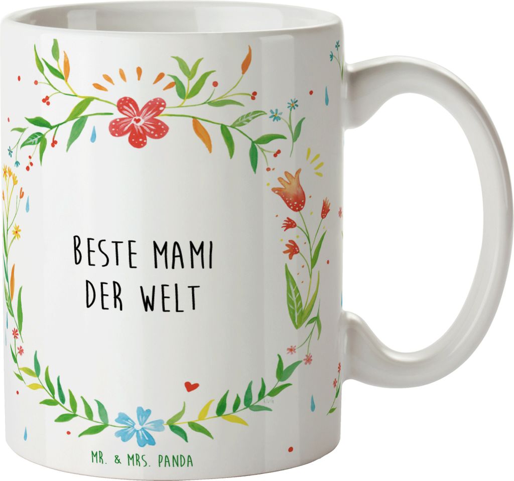 Mr. & Mrs. Panda Tasse Mami - Geschenk, mit Motiv, Mama, Beste, Dankeschön, Sohn, Mutter, Kaffeebecher, Trinkbecher, Kaffeetasse, Bedruckte