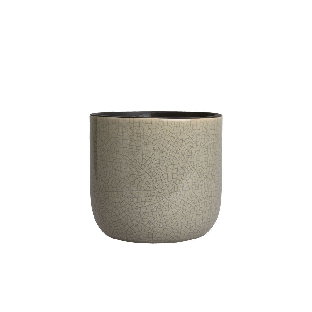 D&M Deco Blumentopf Craquelé Grau D 10,5 cm H 9 cm Öffnung 9,5 cm Pro 2 Stück