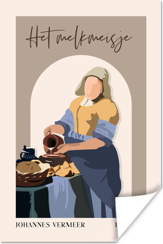 MuchoWow Poster Pastell - Milchmädchen - Braun - Alte Meister 60x90 cm - Wanddekoration