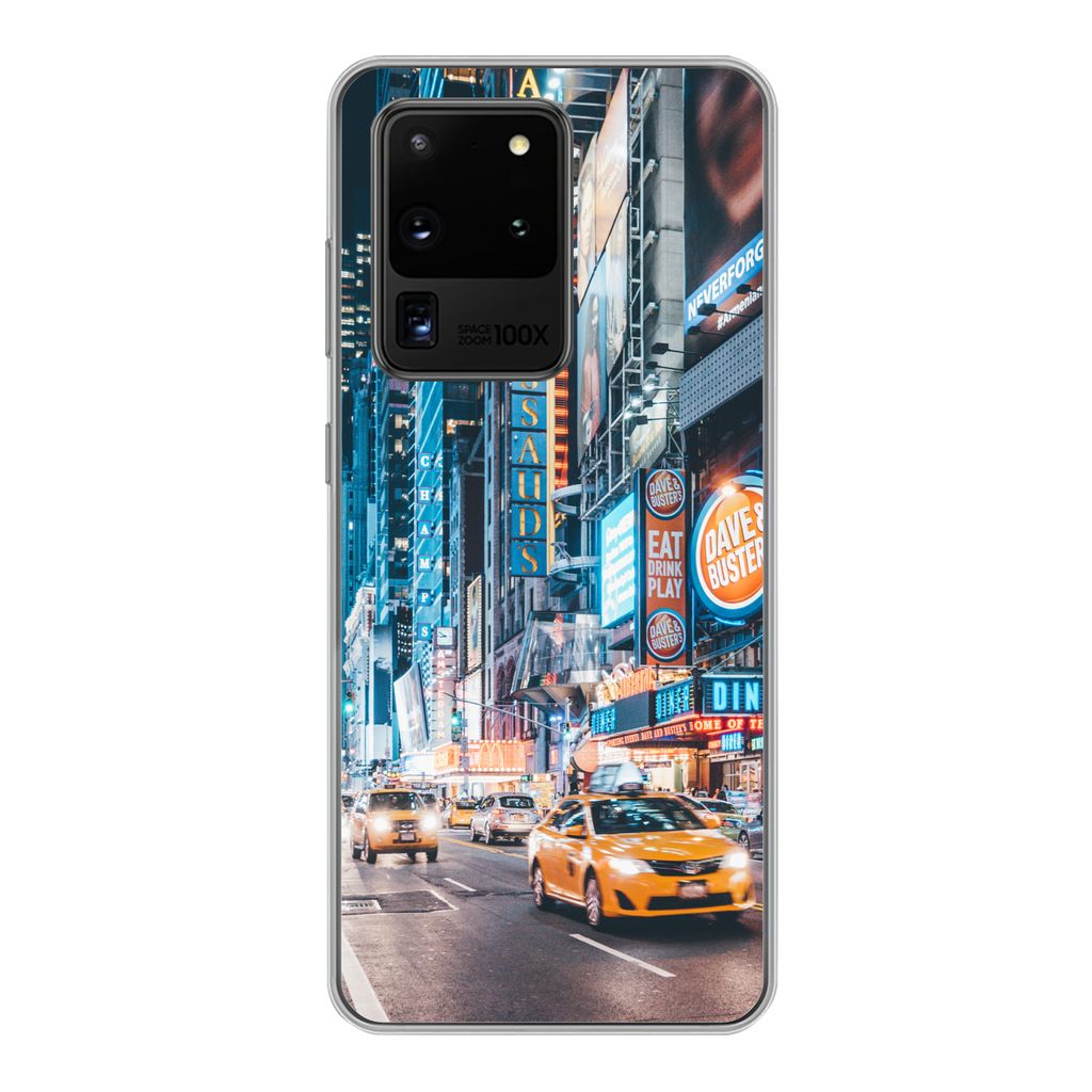 MuchoWow Handyhülle Schutzhülle Hülle für Samsung Galaxy S20 Ultra New York bei Nacht Silikon Softcase Handy Hülle - Karteninhaber