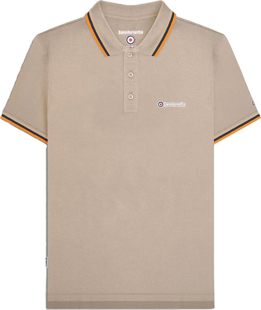 Lambretta - Poloshirt für Herren LB309 (XXL) (Nussbraun/Steinfarben/Marine/Orange)