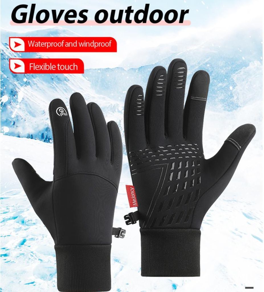 Thermische, wasserdichte Winterhandschuhe für Radfahrer – unverzichtbar bei Schnee und Kälte, mit Touchscreen-Finger , L
