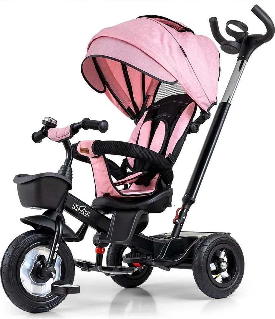 Tricycle évolutif Milly Mally Movi noir et rose pour petit enfant