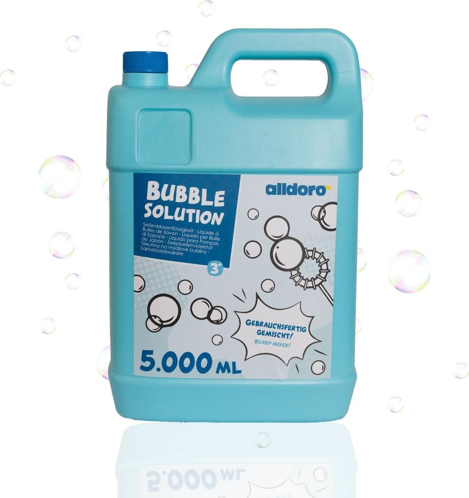 Seifenblasen Nachfüllkanister 5 L - Gebrauchsfertige Seifenblasenflüssigkeit für endlosen Spielspaß im Garten, bei Feiern und Events