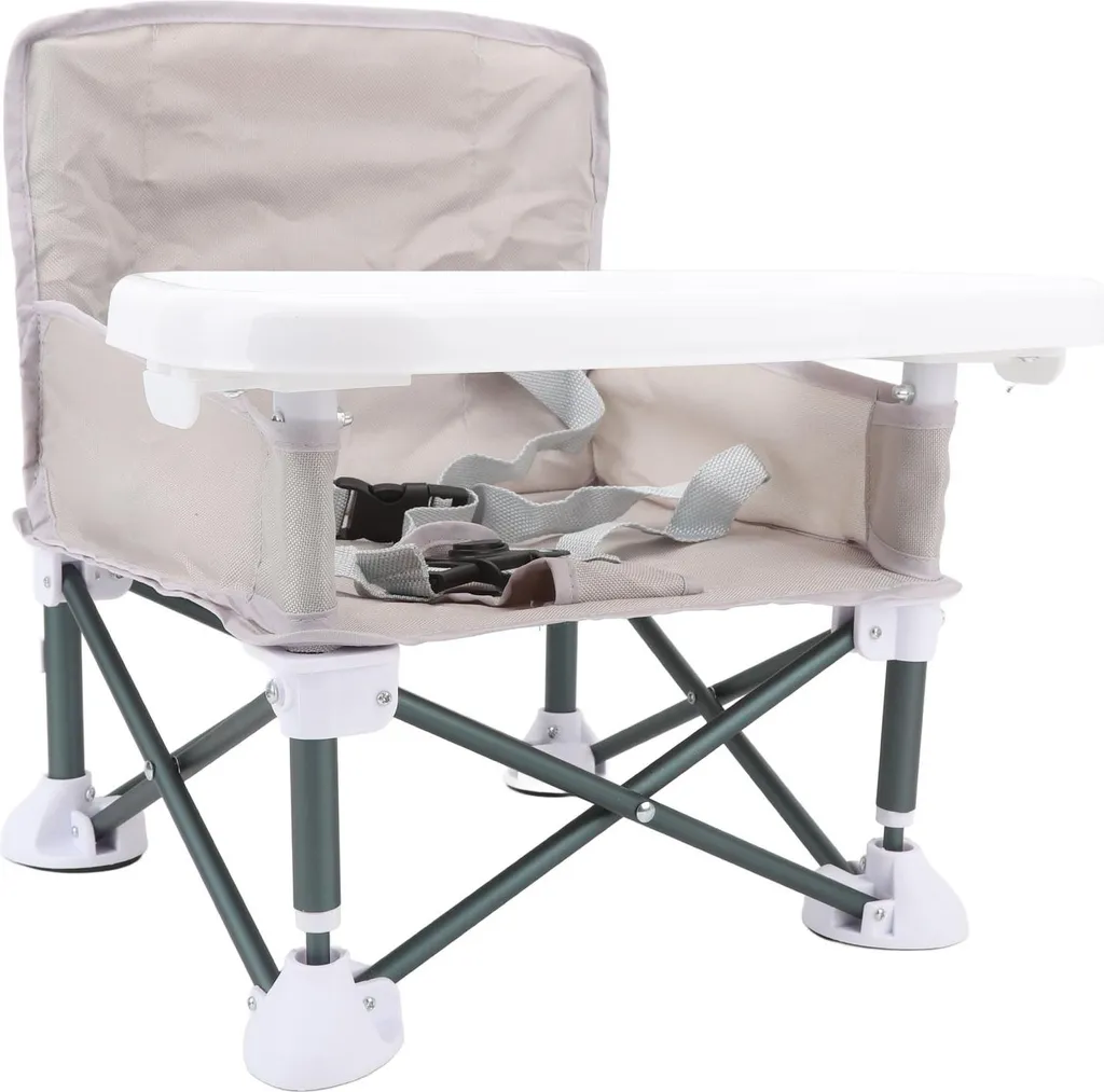 Siège de repas bébé gris pliable et léger pour activités extérieures - 2