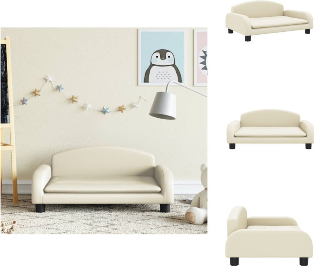 vidaXL Kindersofa Creme 70x45x30 cm Kunstleder - Baby- & Kleinkindmöbel