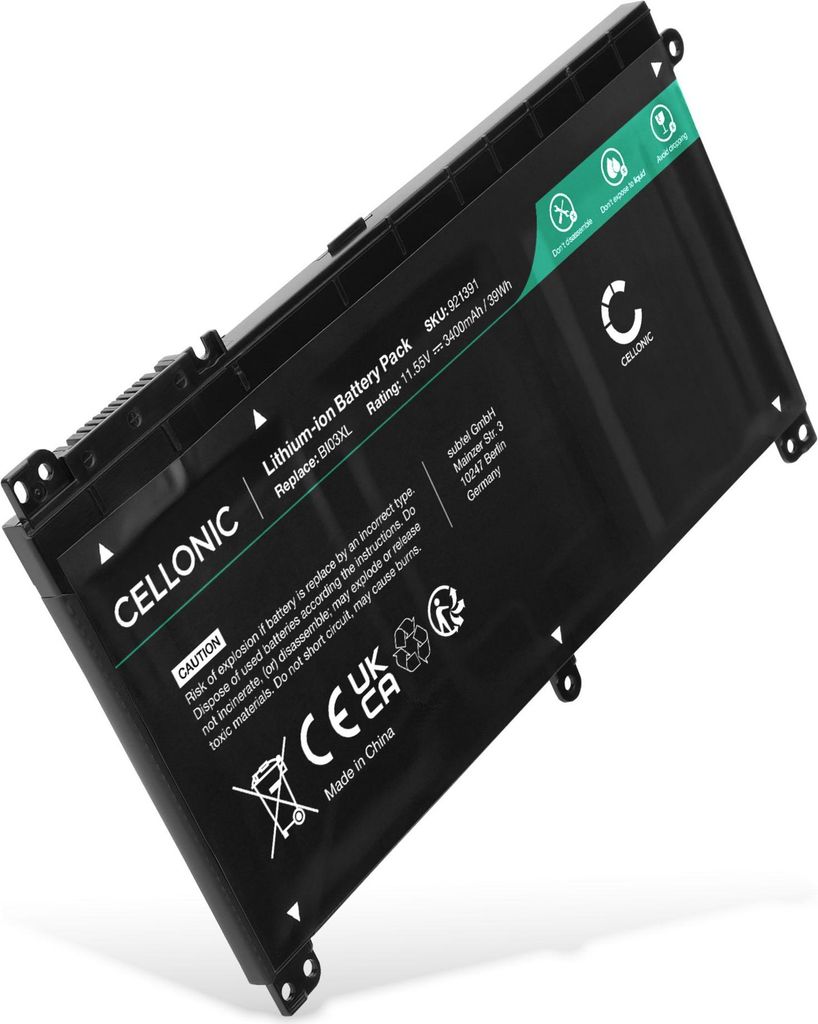 CELLONIC 1x Akku für Notebook Kompatibel mit HP Pavilion X360, Stream 14, Stream 14-AX, BIO3XL - (3400mAh, 11.55V)