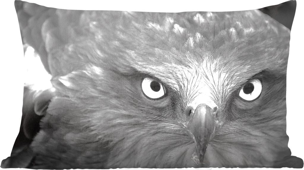 MuchoWow Zierkissen Sofakissen Wohnzimmer Dekokissen 50x30 cm Adler - Schwarz - Weiß - Wohnzimmerdekoration - Polster mit Photo