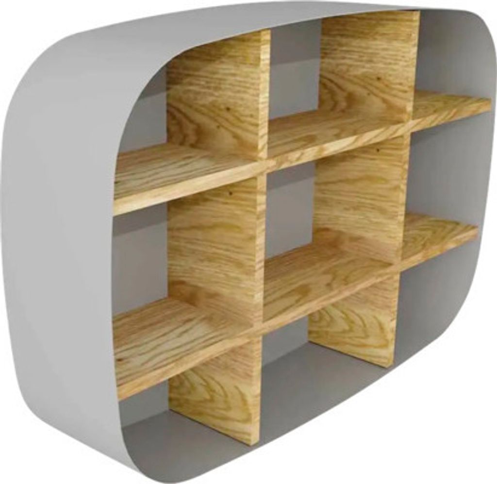 Wandregal Devo Oval BxHxT 60x40x12 cm grau/Eiche