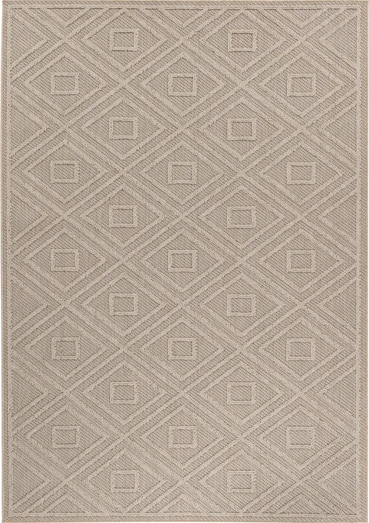 Tapis de Balcon et Terrasse Beige 80x250 cm Motif Losanges Scandinave