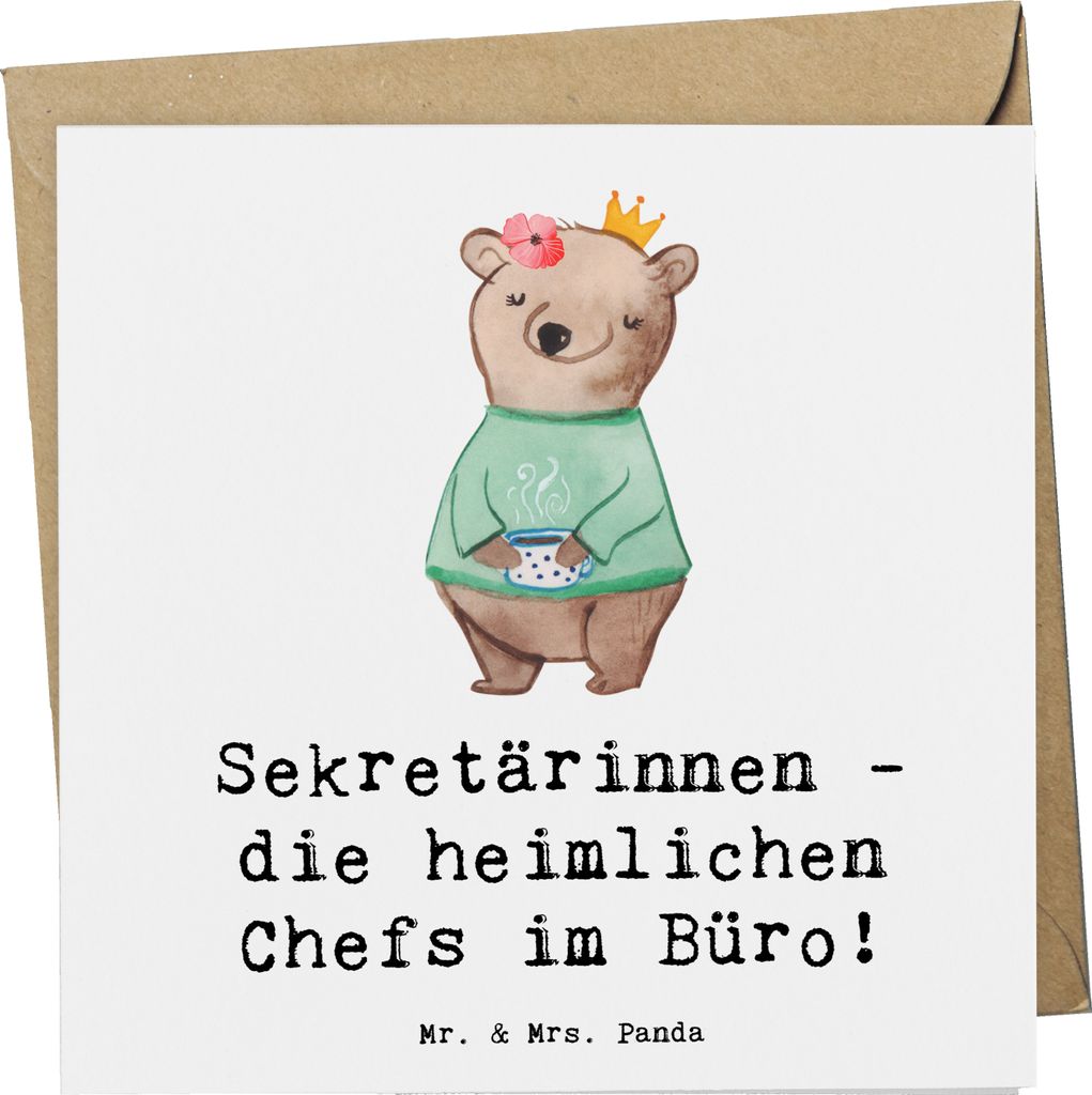 Mr. & Mrs. Panda Grußkarte Sekretärin Chefin - Weiß - Geschenk, faltkarte, Chefetage, Büroorganisation, Beruf, Berufspassion, Glückwunschkarte...