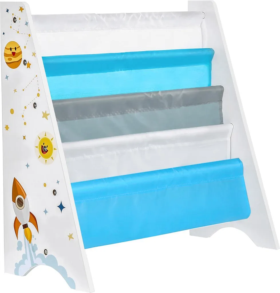 Étagère à livres enfant bleue et blanche : fini le désordre au sol !