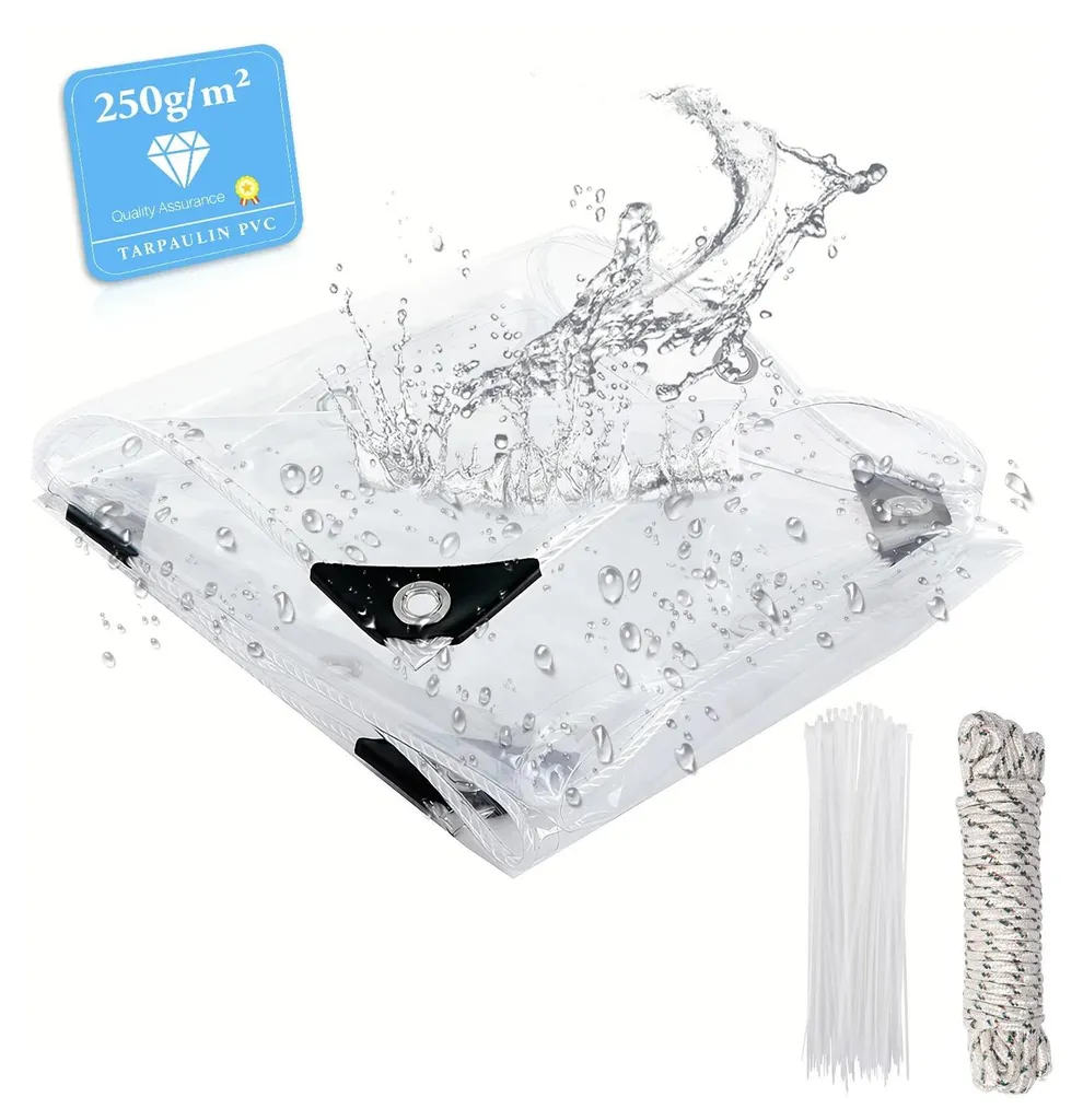 Bâche transparente en PVC 2mm étanche de 3x2m pour protection extérieure