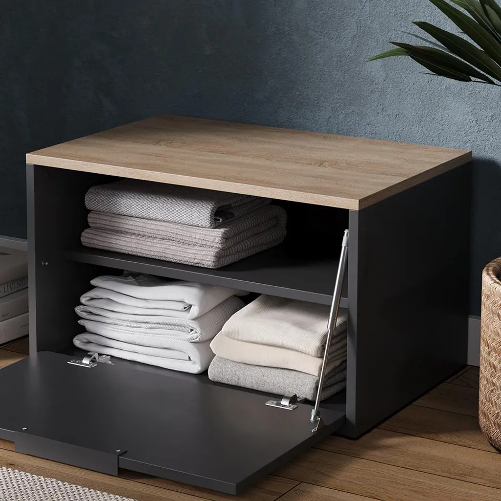 Commode Vicco Betti Anthracite Sonoma 60x36cm avec Portes Model 56434