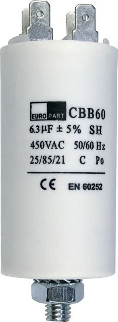 easyPART passend für 021063 EUROPART Anlauf Kondensator mit Steckfahnen 6,30 μF 450 V ua. für elektrische Hausgeräte