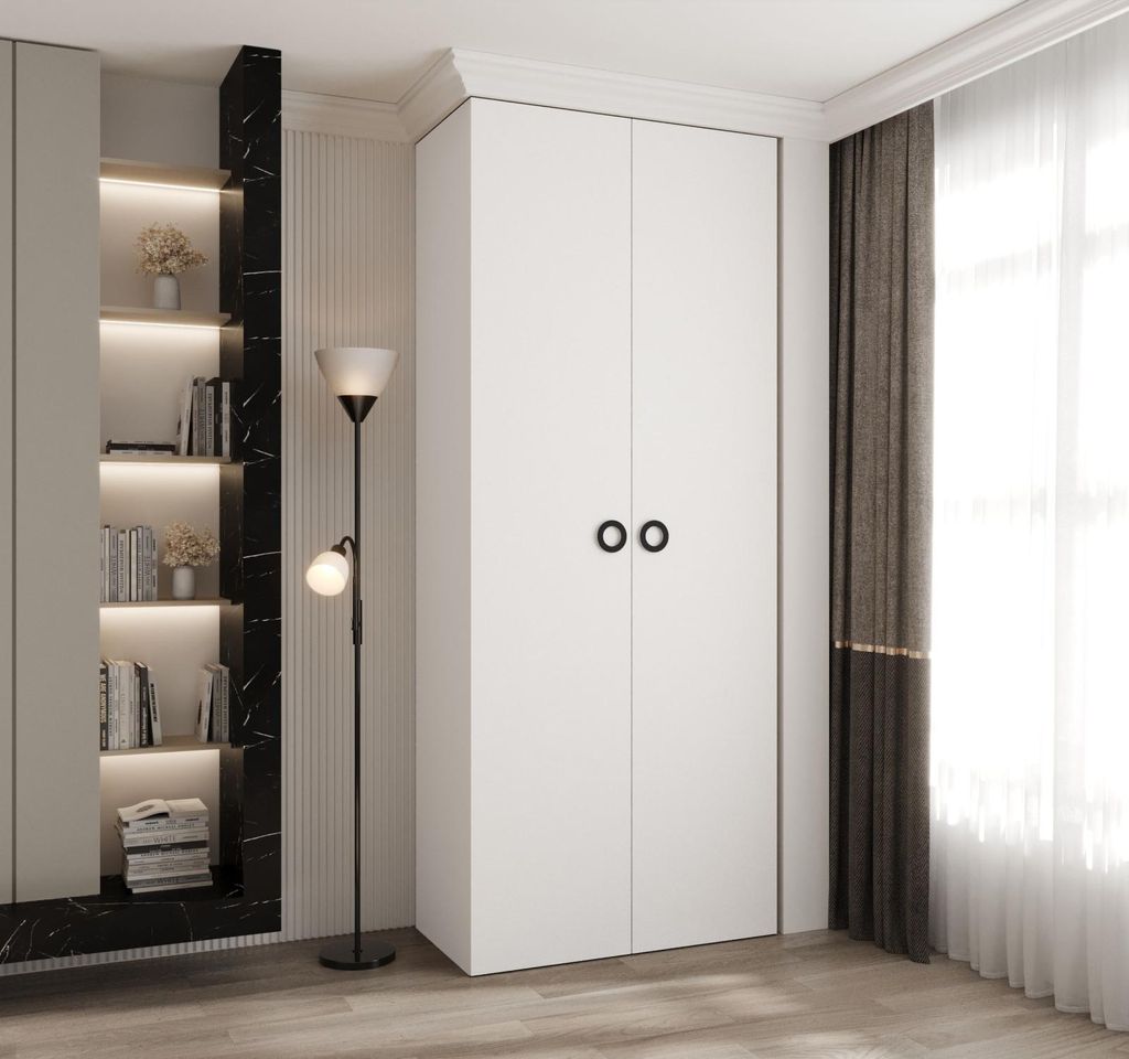 Kleiderschrank mit Regalböden 110/40 LORENA 1 - weiß/schwarz