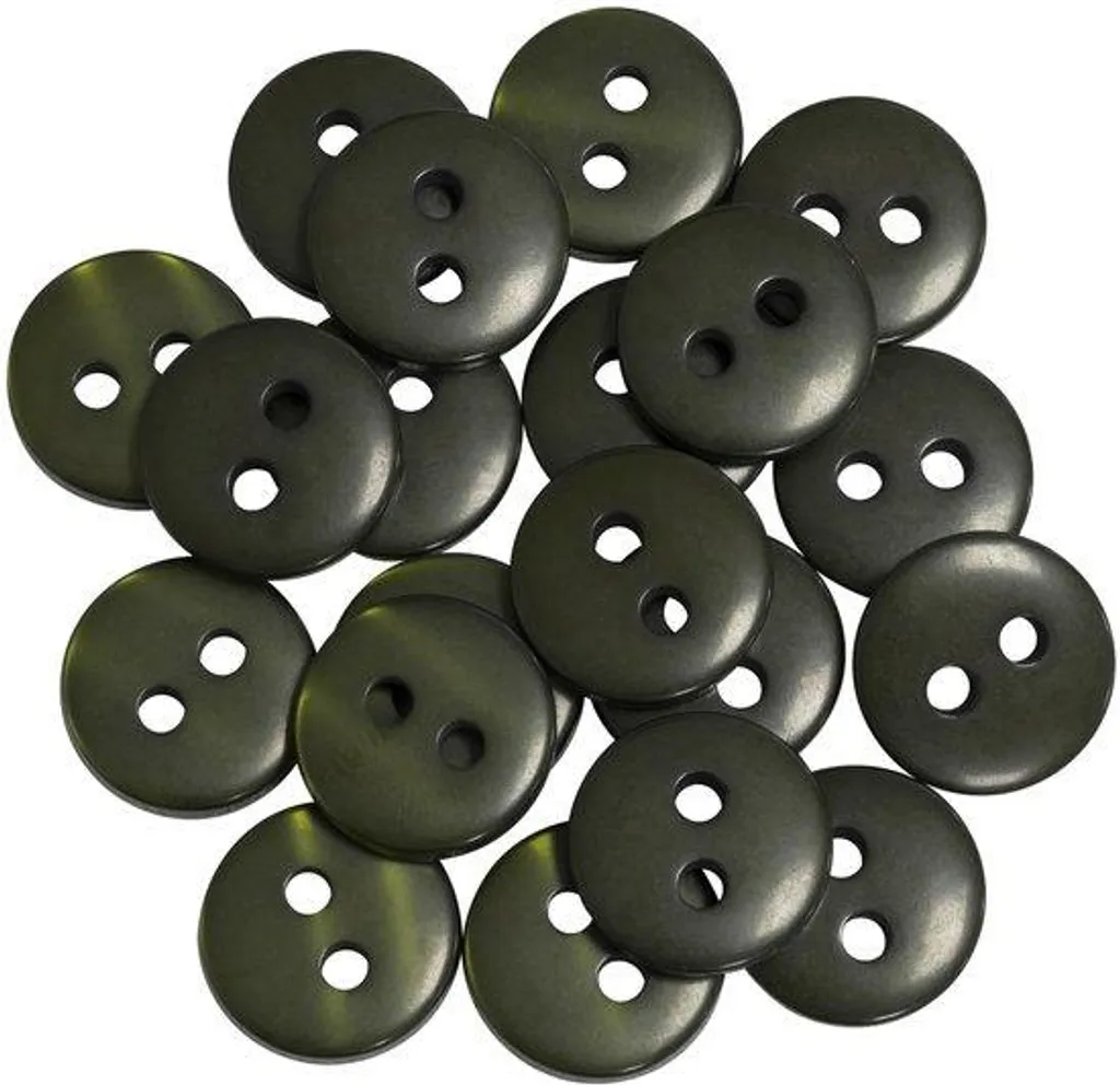 20 Boutons à coudre ronds Ø 12,5 mm vert militaire en plastique robuste