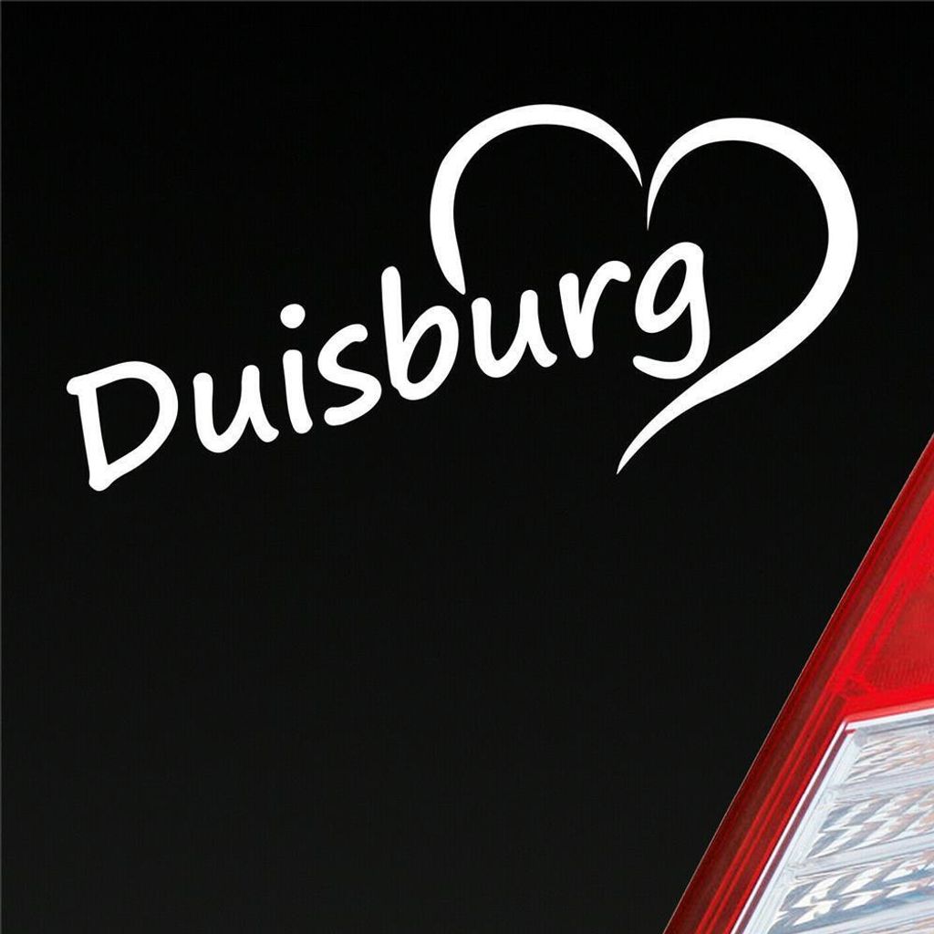 Auto Aufkleber Duisburg Ruhrgebiet Herz Stadt City Liebe Love 17x8 cm Weiss Matt Sticker Heckscheibenaufkleber