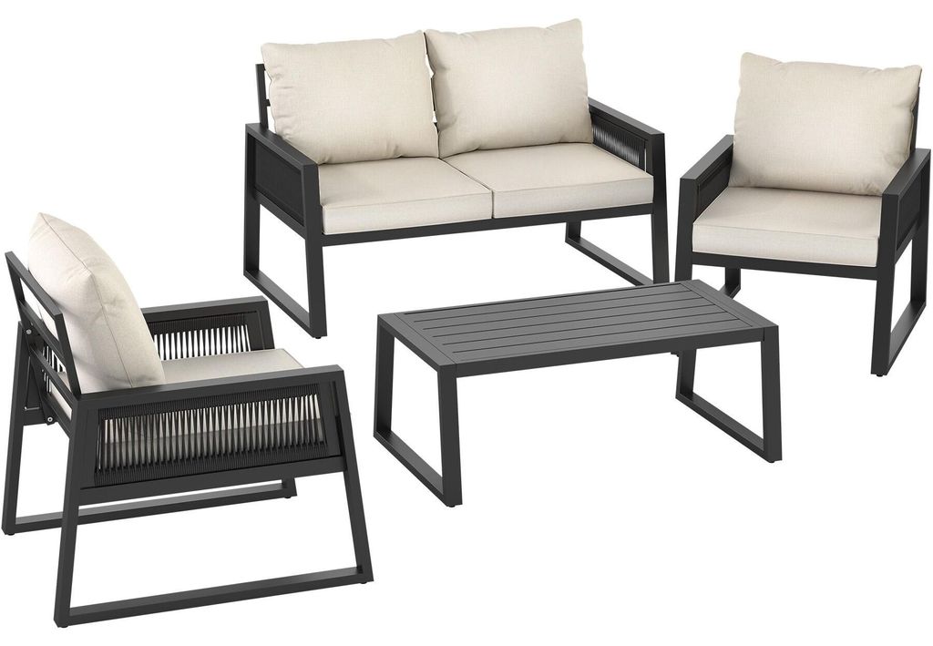 tectake® Aluminium Garten-Lounge Set Captive im Rope-Design Produktbild 