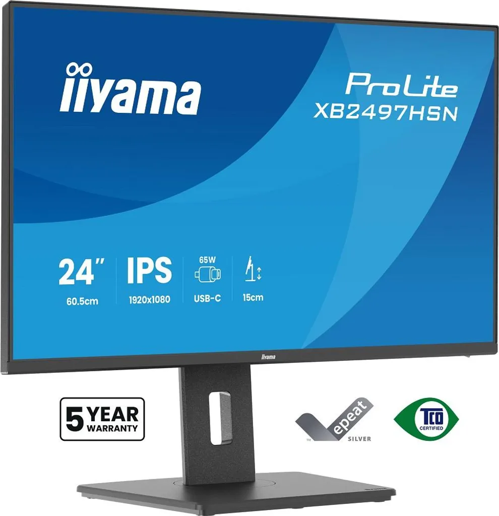 Écran LED iiyama 24 pouces 1ms Full HD avec Hub USB et Port Ethernet Noir